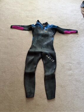 Helix Women’s Black, Blue & Pink Full-Body Swim Wetsuit